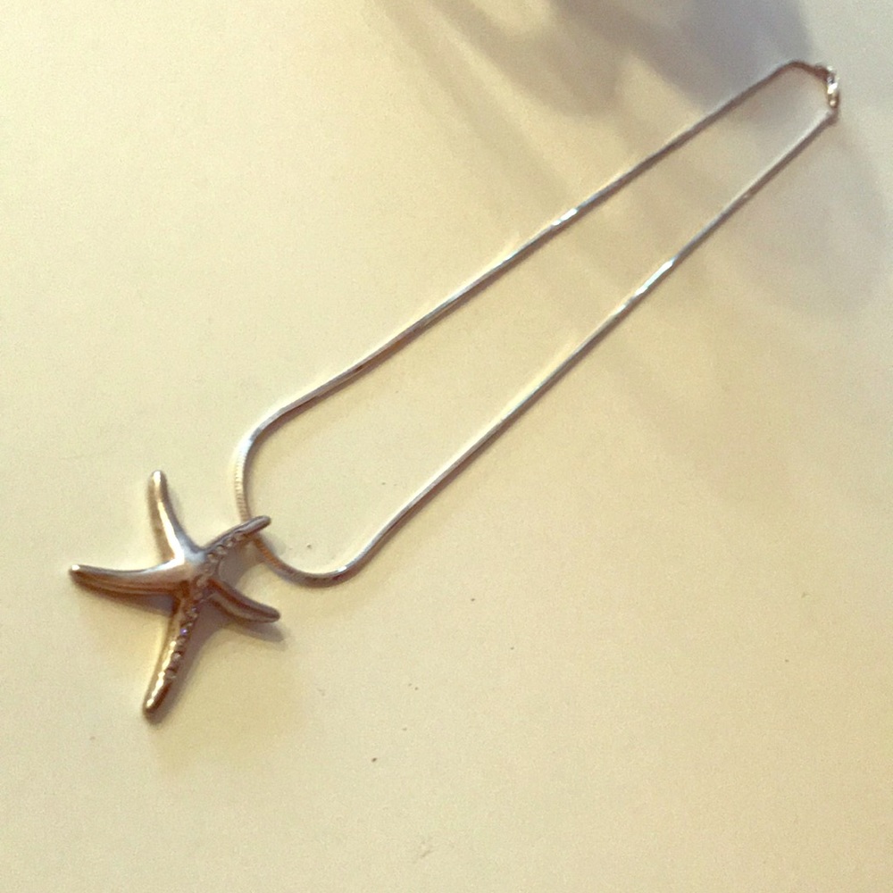 Starfish silver pendant with silver chain
